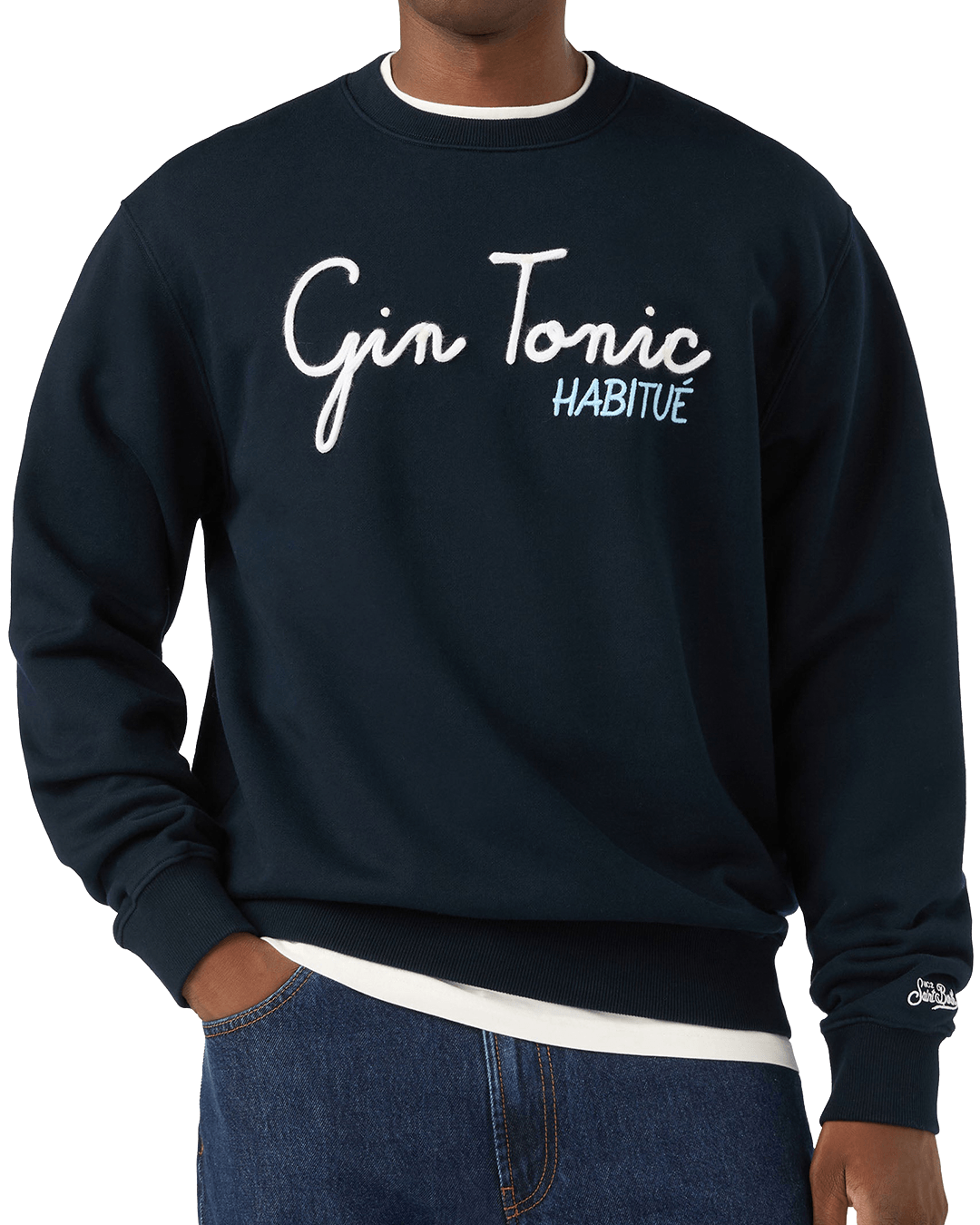 Mc2 Saint Barth Jumpers MC2 Saint Barth Blue Soho Gin Tonic Embroidered Sweatshirt