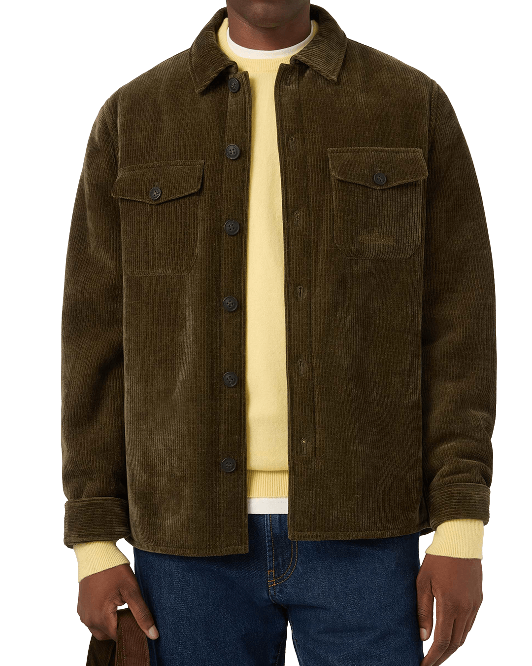 Mc2 Saint Barth Outerwear MC2 Saint Barth Military Green Landeck Corduroy Jacket with Teddy Lining