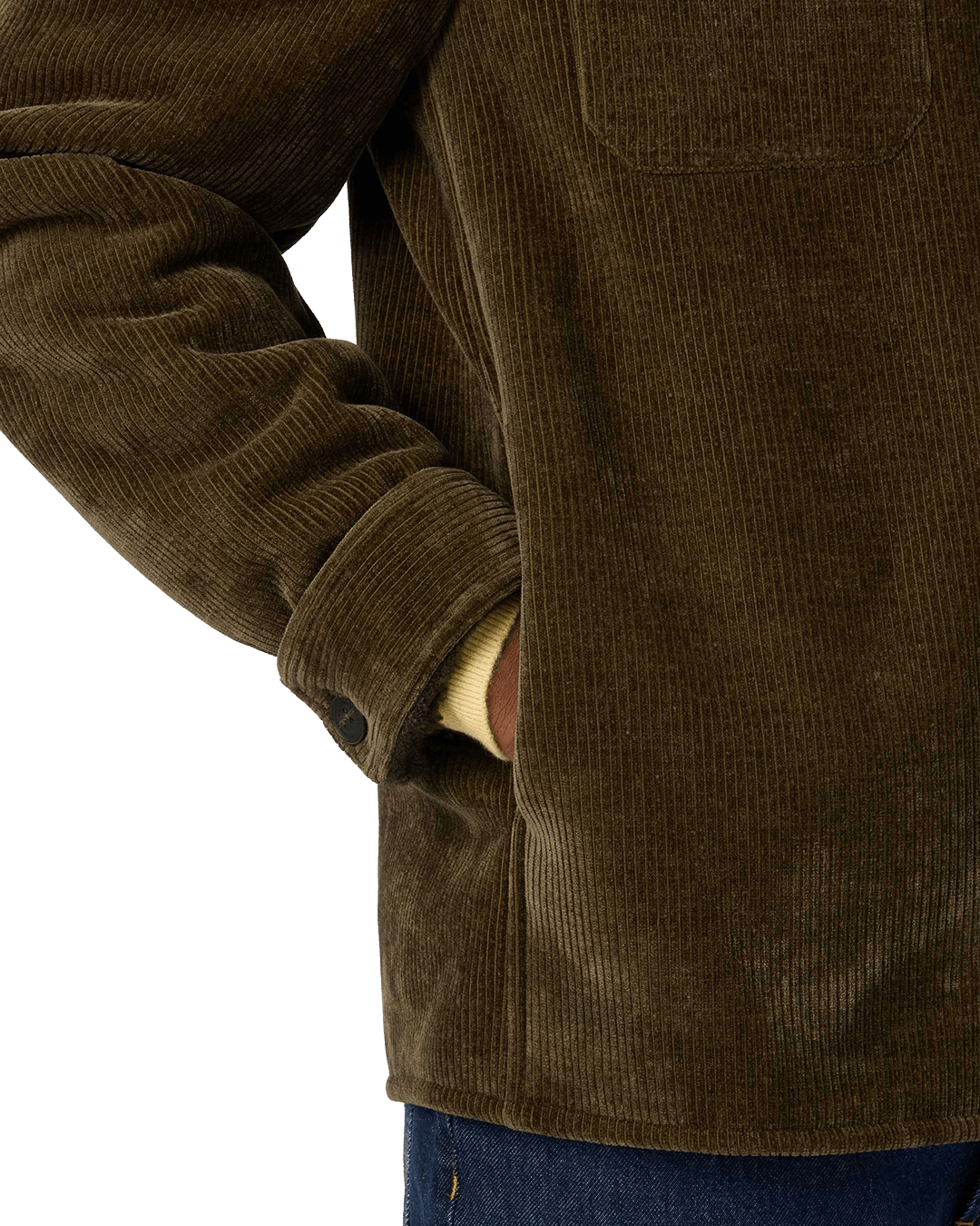 Mc2 Saint Barth Outerwear MC2 Saint Barth Military Green Landeck Corduroy Jacket with Teddy Lining