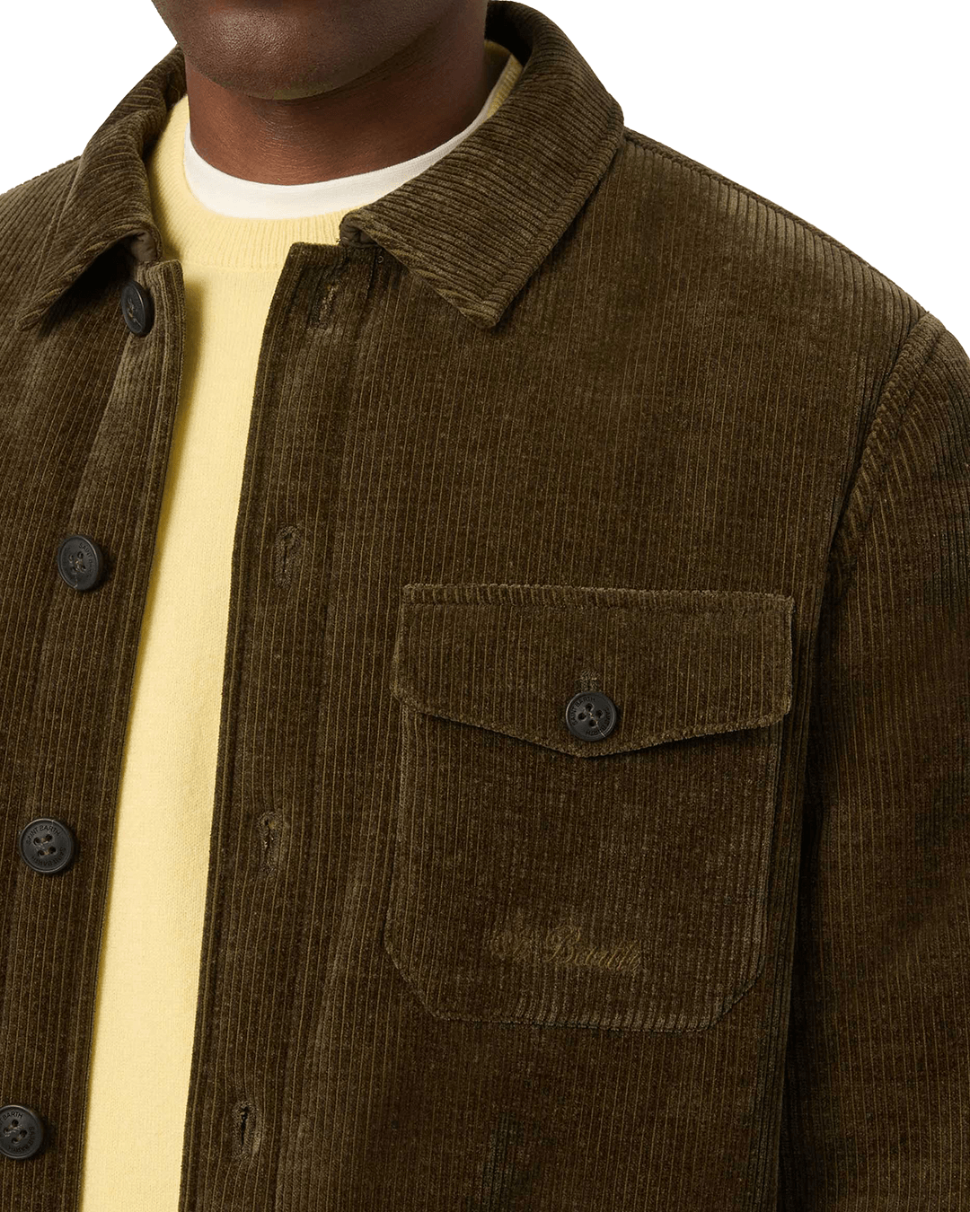 Mc2 Saint Barth Outerwear MC2 Saint Barth Military Green Landeck Corduroy Jacket with Teddy Lining