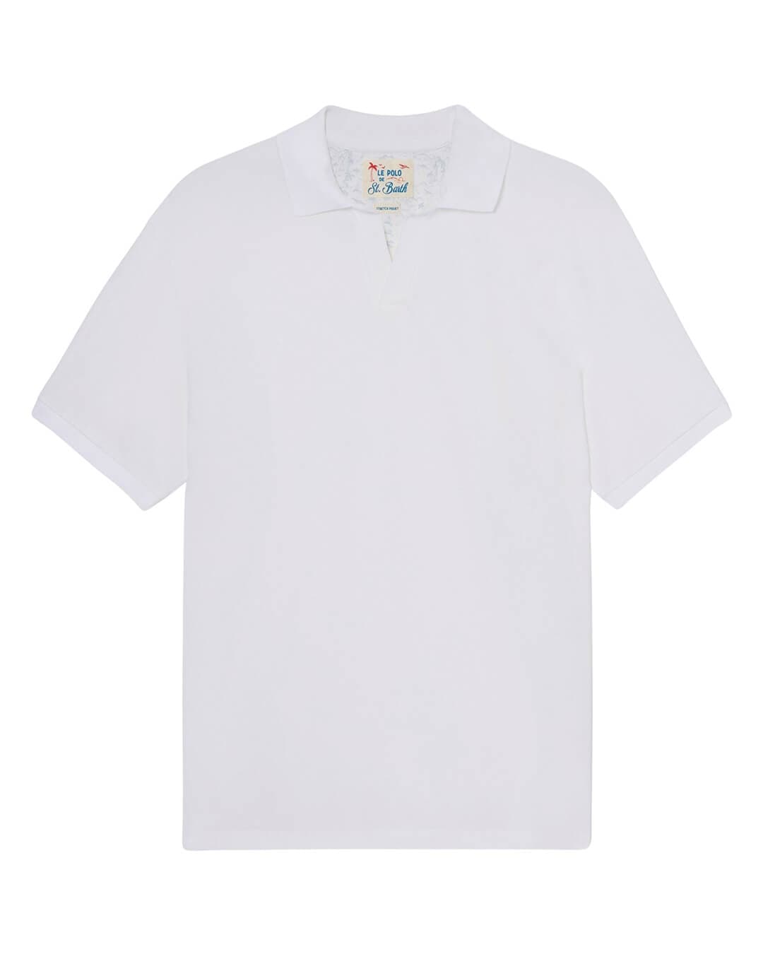 MC2 Saint Barth Polo Shirts MC2 CHARLES WHITE JERSEY STRETCH PIQUET POLO PIQUET