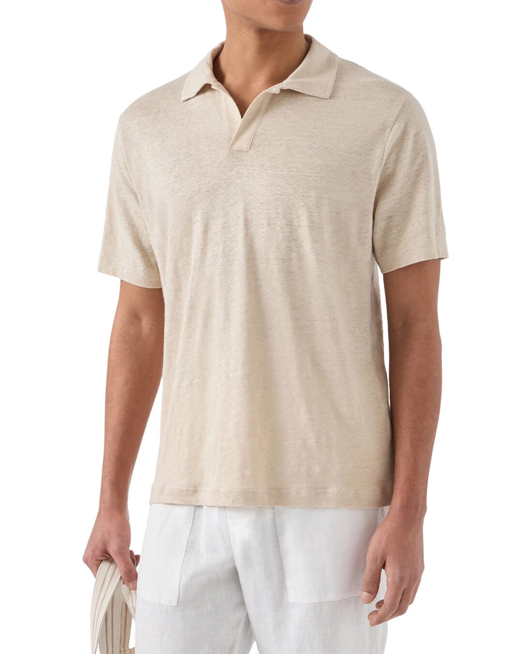 MC2 Saint Barth Polo Shirts MC2 FRASER BEIGE MAN JERSEY LINEN POLO