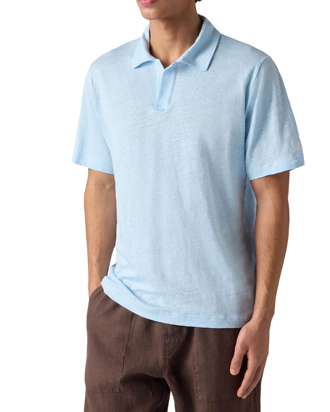 MC2 Saint Barth Polo Shirts MC2 FRASER BLUE MAN JERSEY LINEN POLO