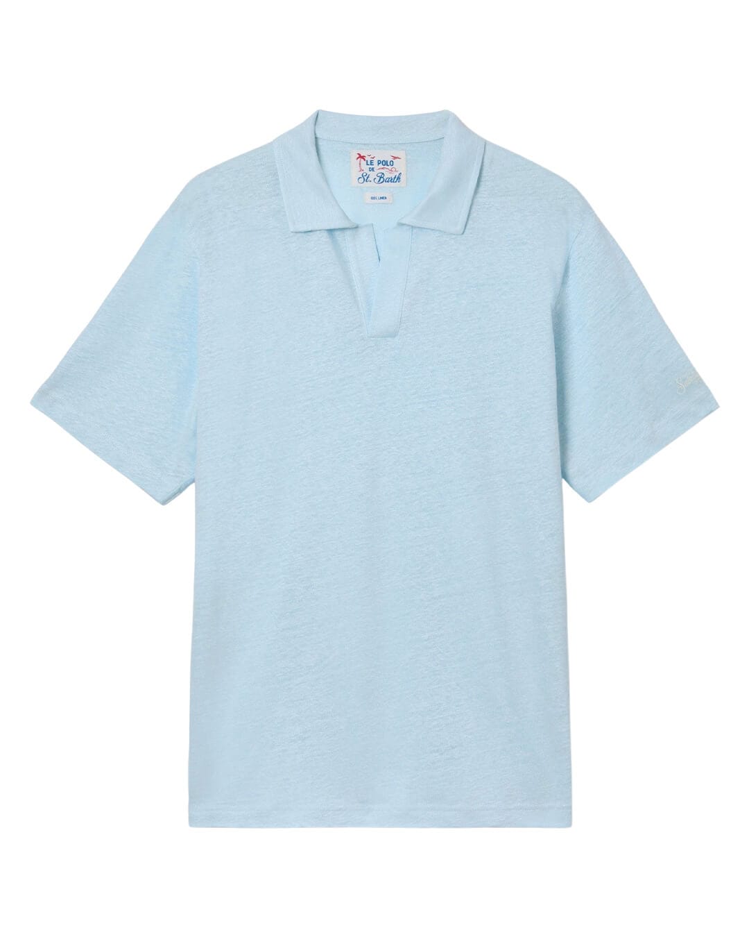 MC2 Saint Barth Polo Shirts MC2 FRASER BLUE MAN JERSEY LINEN POLO