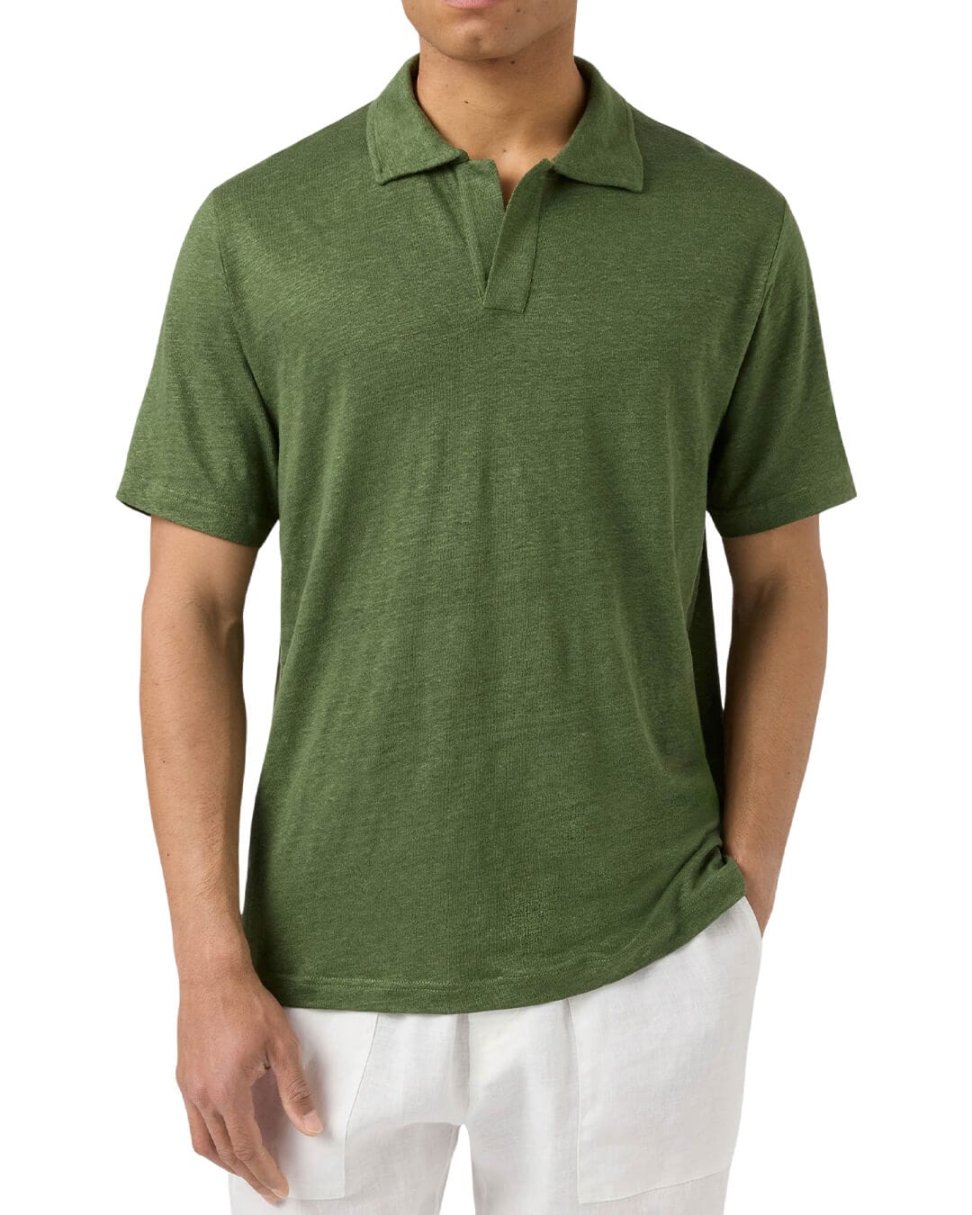 MC2 Saint Barth Polo Shirts MC2 Fraser Man Jersey Linen Polo Linen 52 Military