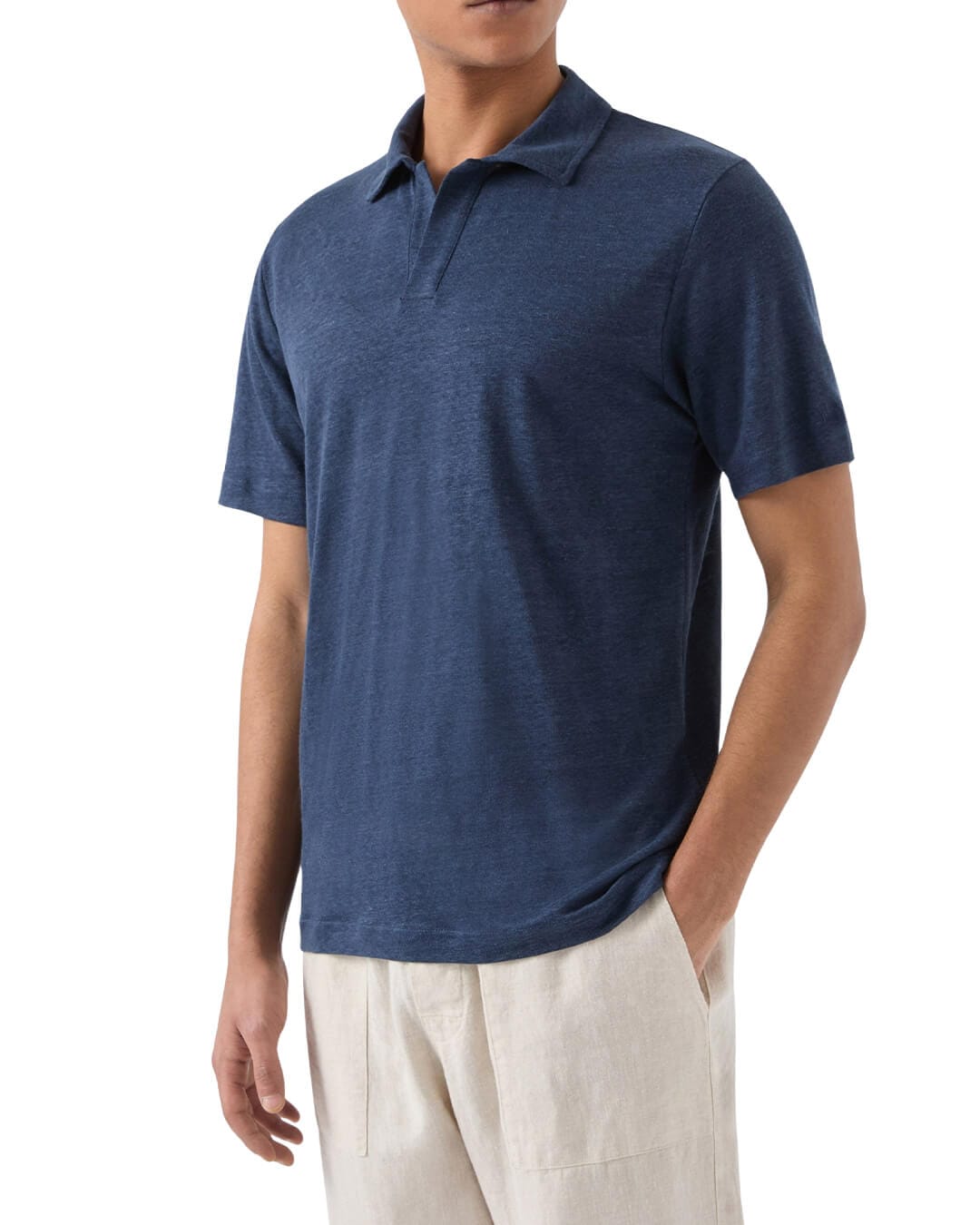 MC2 Saint Barth Polo Shirts MC2 FRASER MAN NAVY JERSEY LINEN POLO