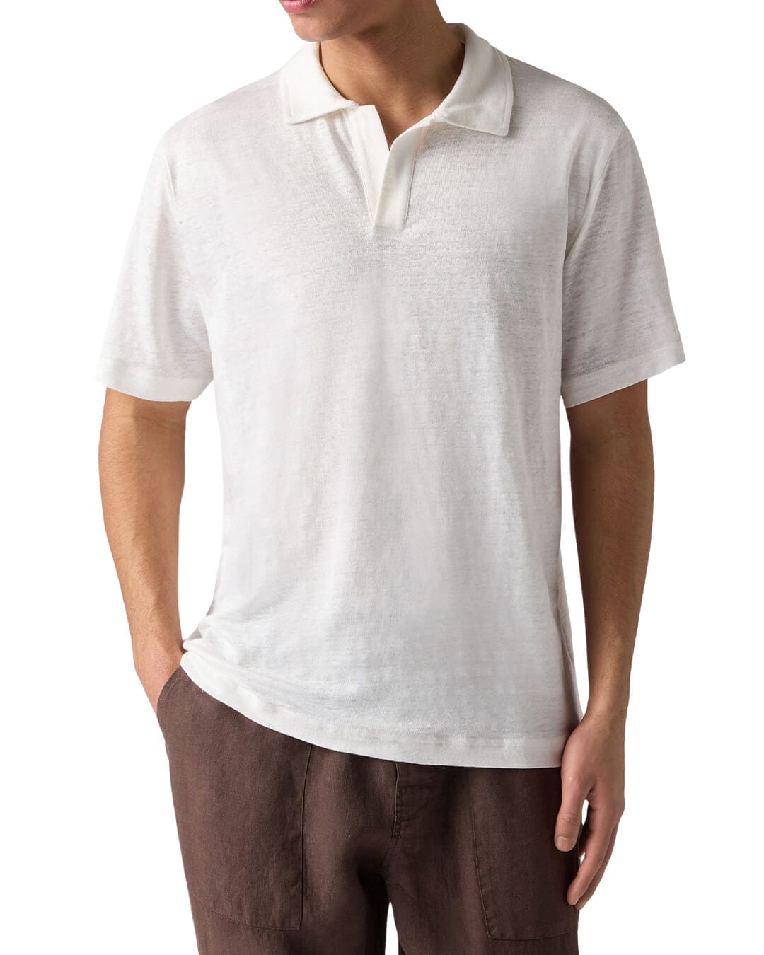 MC2 Saint Barth Polo Shirts MC2 FRASER WHITE MAN JERSEY LINEN POLO