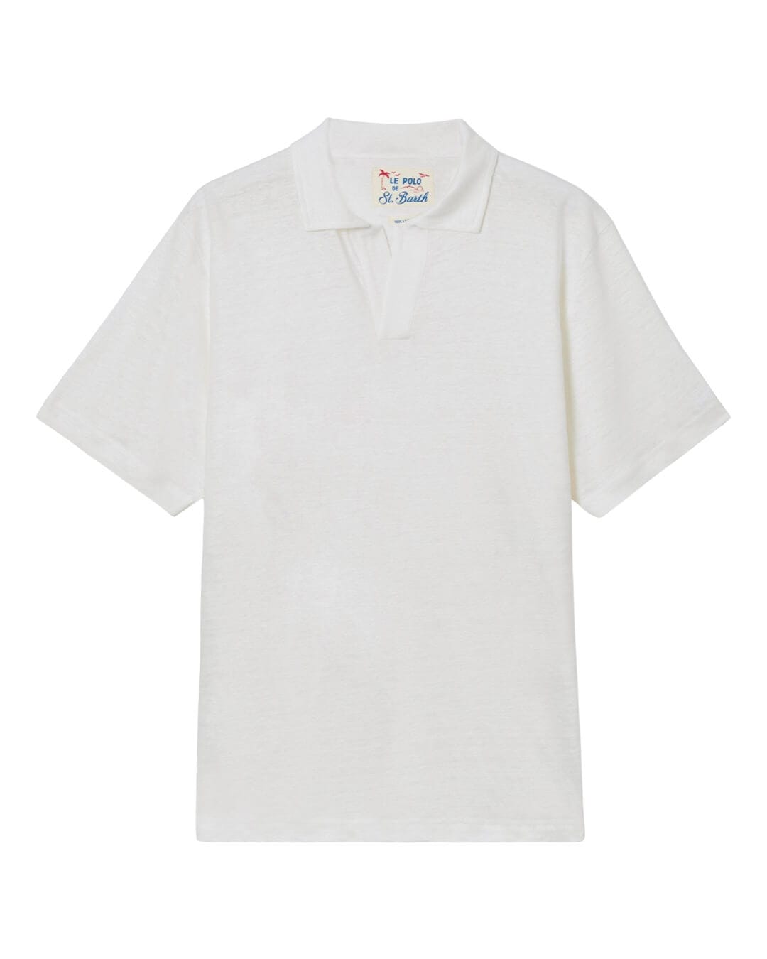 MC2 Saint Barth Polo Shirts MC2 FRASER WHITE MAN JERSEY LINEN POLO