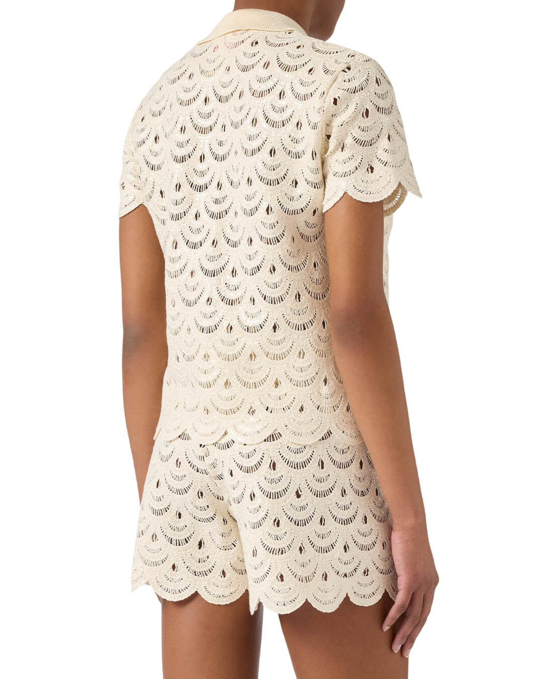 MC2 Saint Barth Polo Shirts MC2 MONET RACHEL POLO WOMAN CROCHET SHELL PAILLETTES