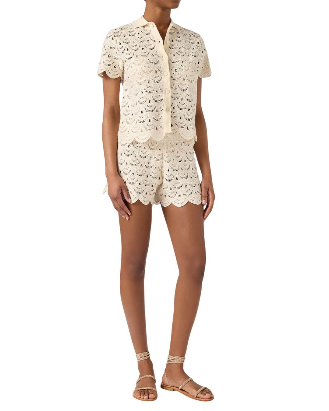 MC2 Saint Barth Polo Shirts MC2 MONET RACHEL POLO WOMAN CROCHET SHELL PAILLETTES
