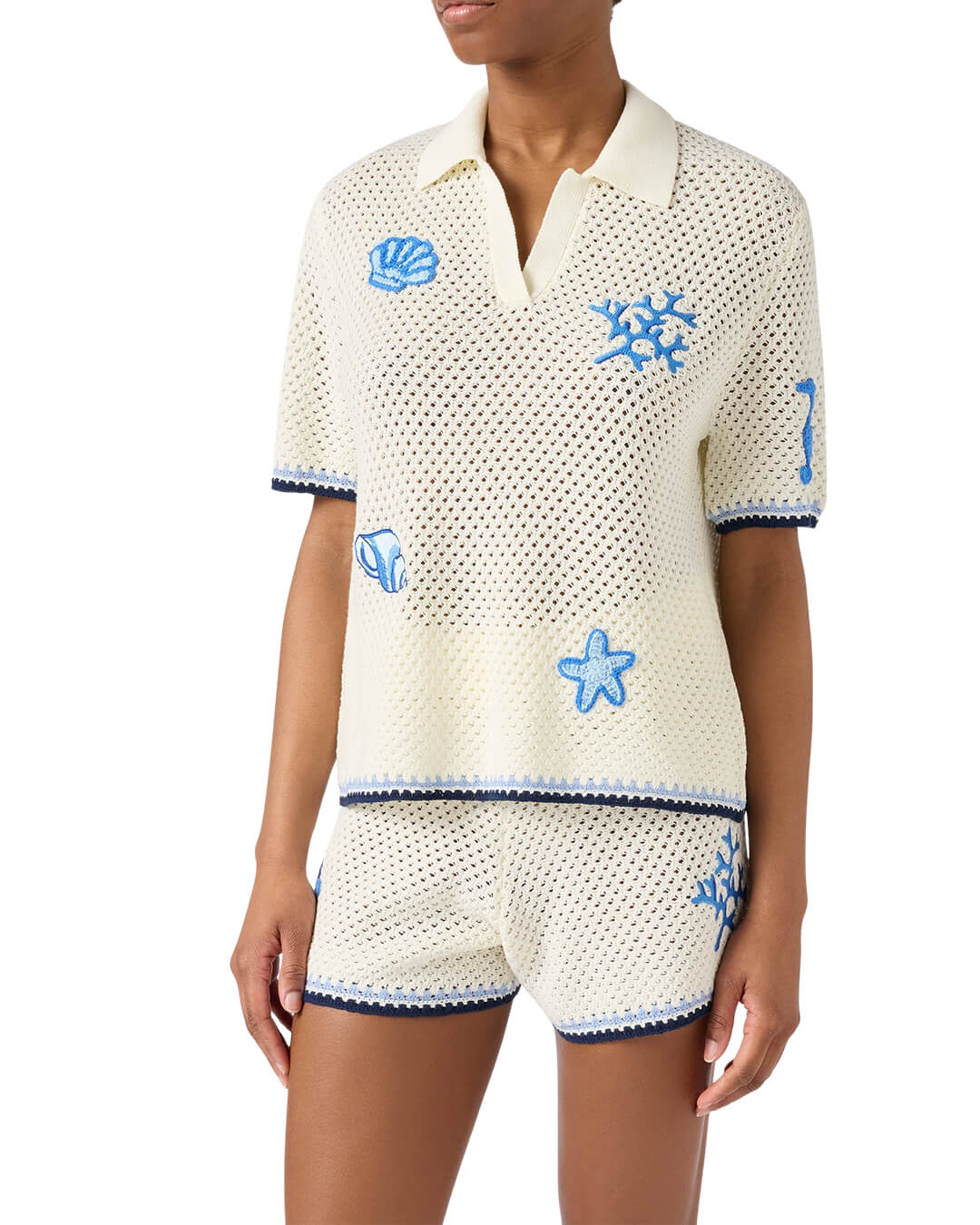 MC2 Saint Barth Polo Shirts MC2 PIXIE KINT POLO WOMAN LACE OCEANS 1061 PATCH