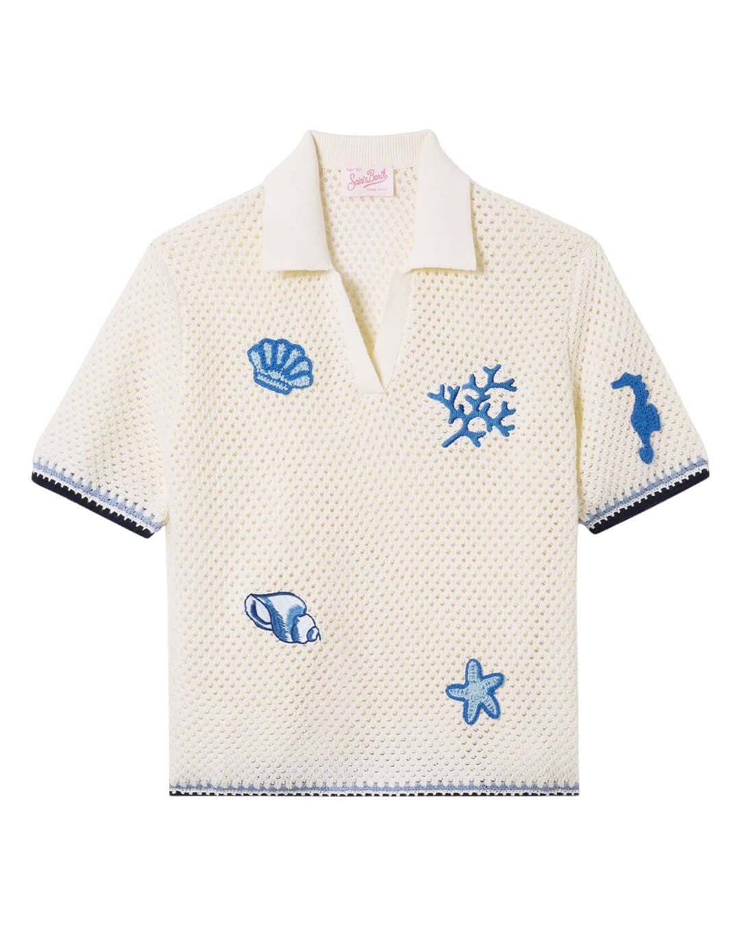 MC2 Saint Barth Polo Shirts MC2 PIXIE KINT POLO WOMAN LACE OCEANS 1061 PATCH