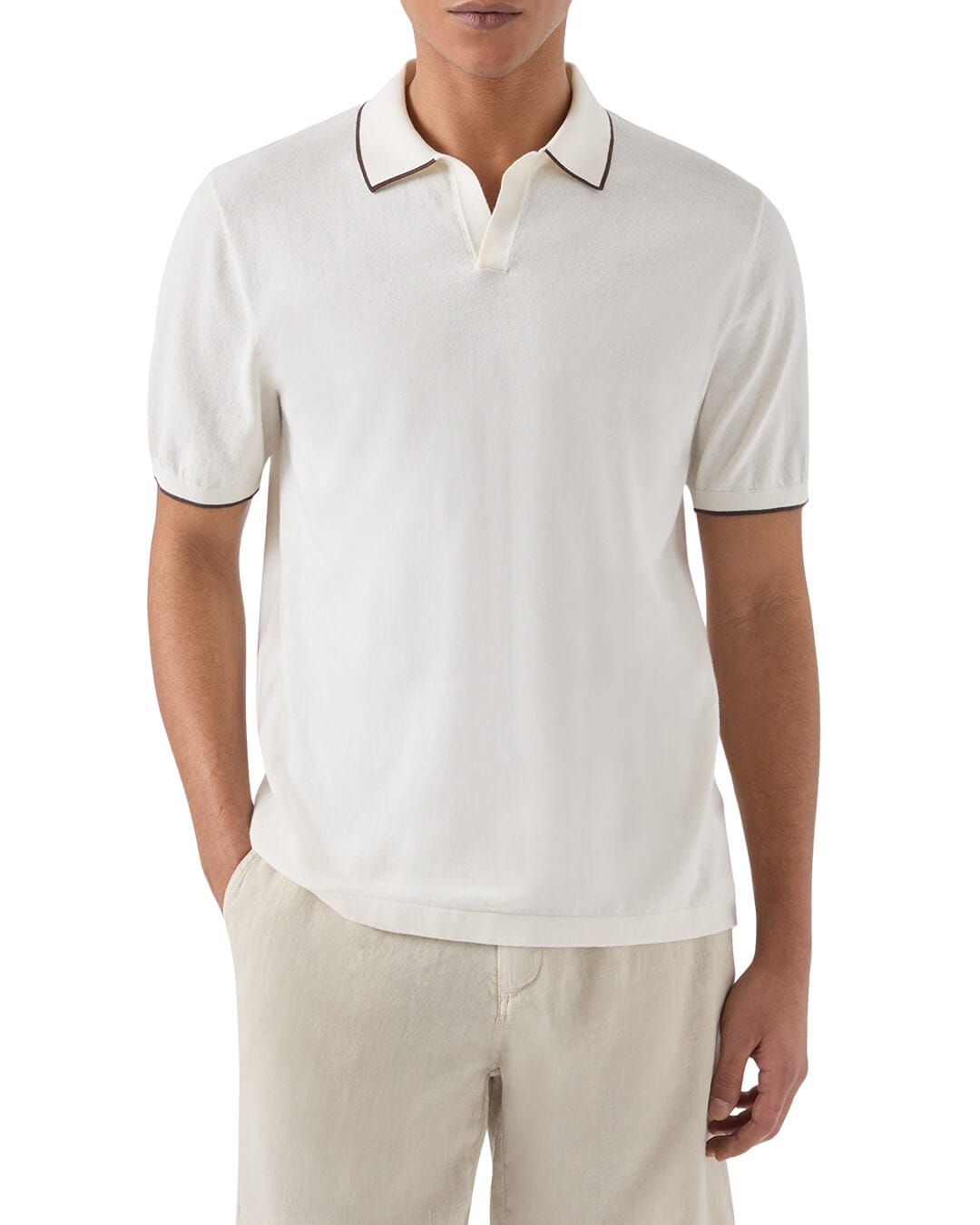 MC2 Saint Barth Polo Shirts MC2 SLOAN CONTRAST COTTON POLO SS 10L CREAM