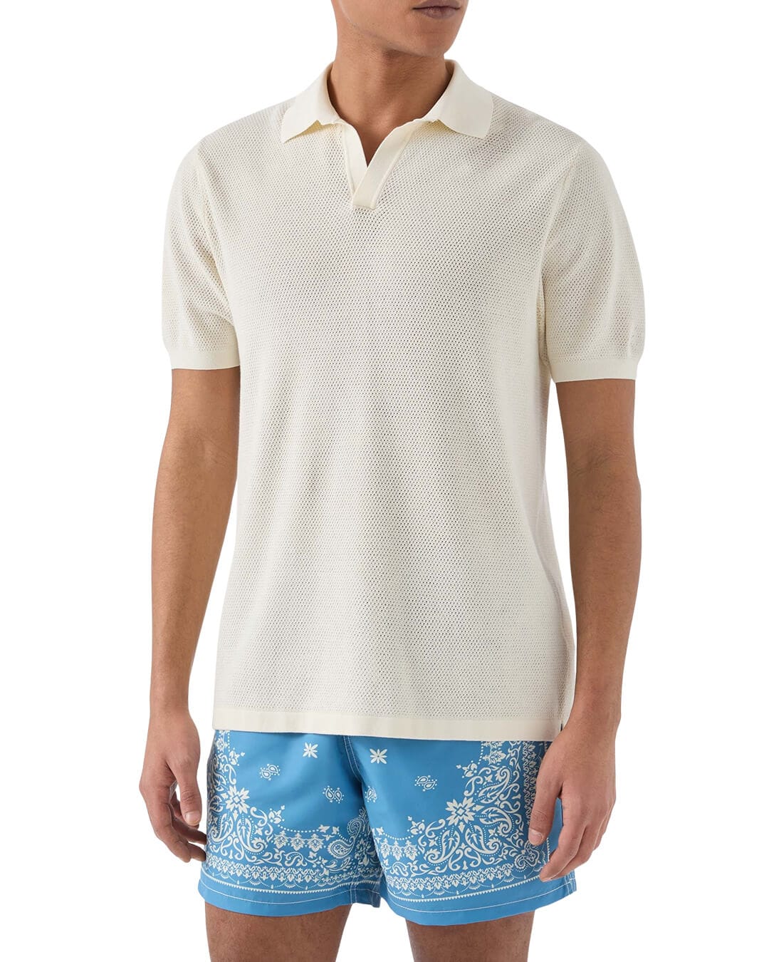 MC2 Saint Barth Polo Shirts MC2 SLOAN MESH COTTON POLO SS 10L CREAM