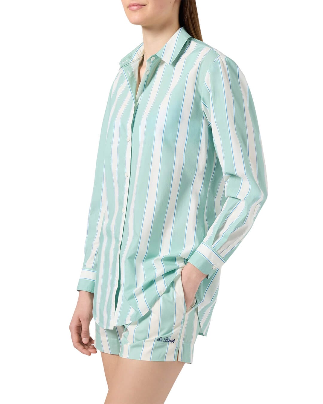 MC2 Saint Barth Shirts BRIGITTE GREEN BEACH STRIPES SHIRT