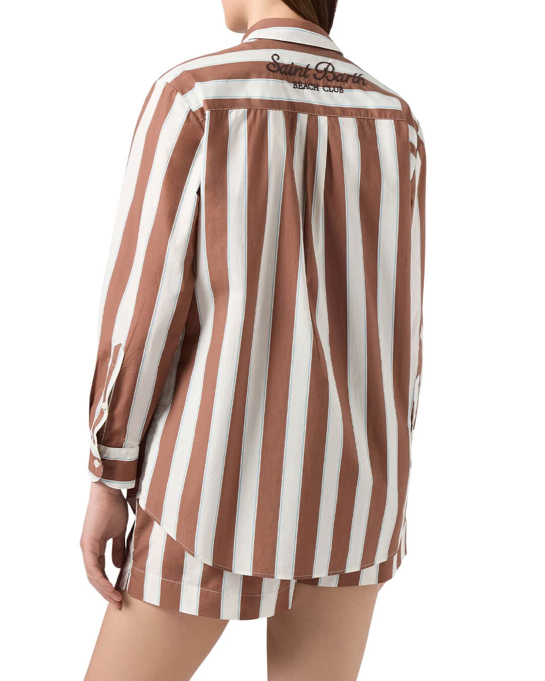 MC2 Saint Barth Shirts MC2 BRIGITTE BROWN STRIPES SHIRT