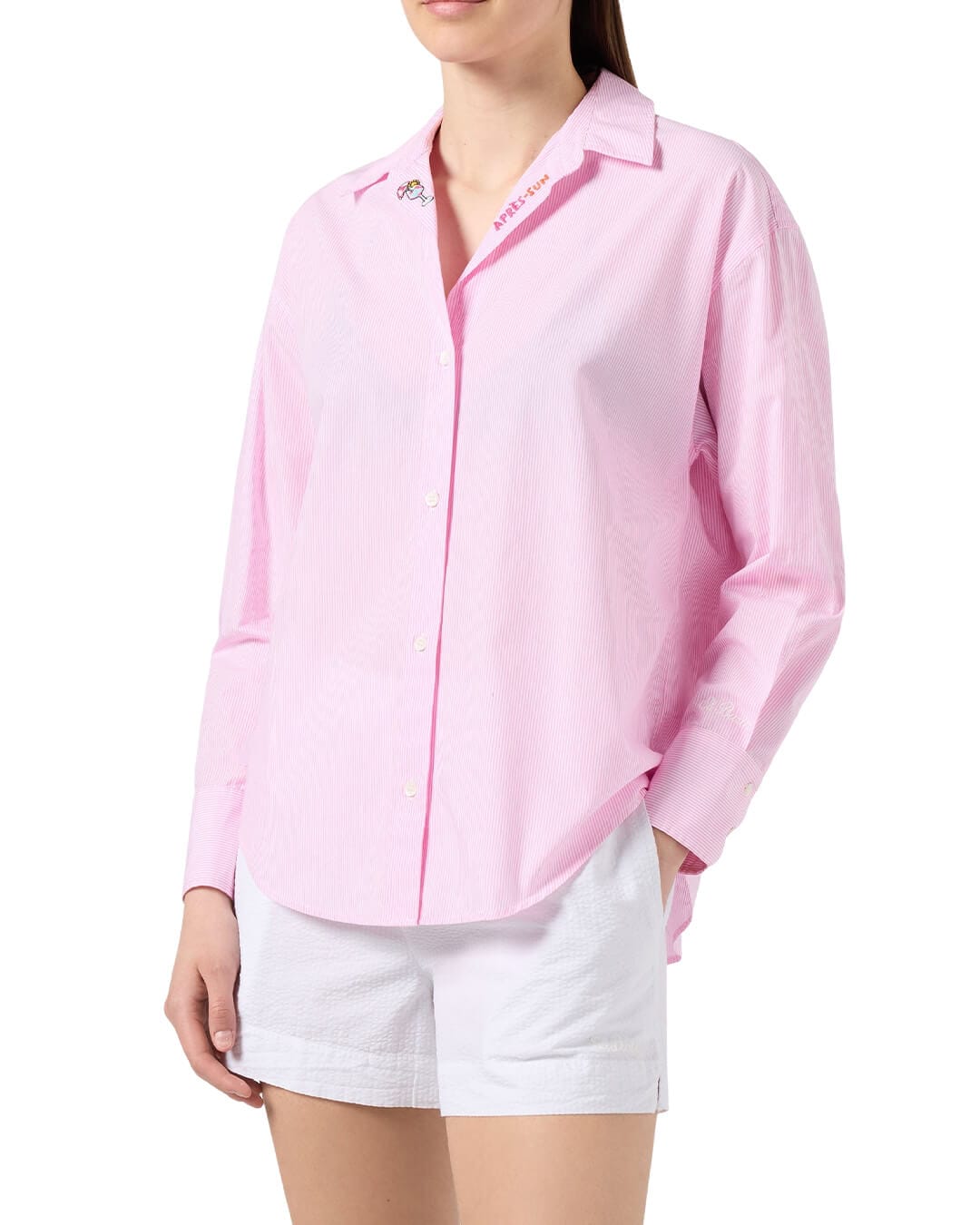 MC2 Saint Barth Shirts MC2 CRISTAL PINK STRIPES MICRO   LS SHIRT