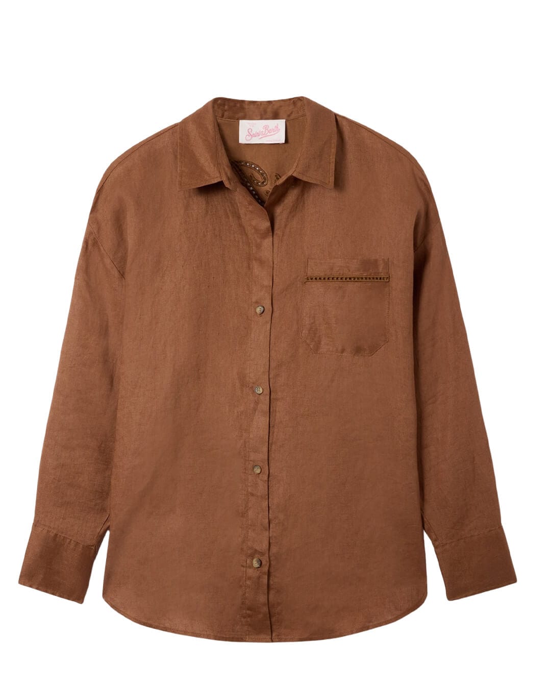 MC2 Saint Barth Shirts MC2 Cristal Pocket Ls Pocket Shirt Linen Sb Holed