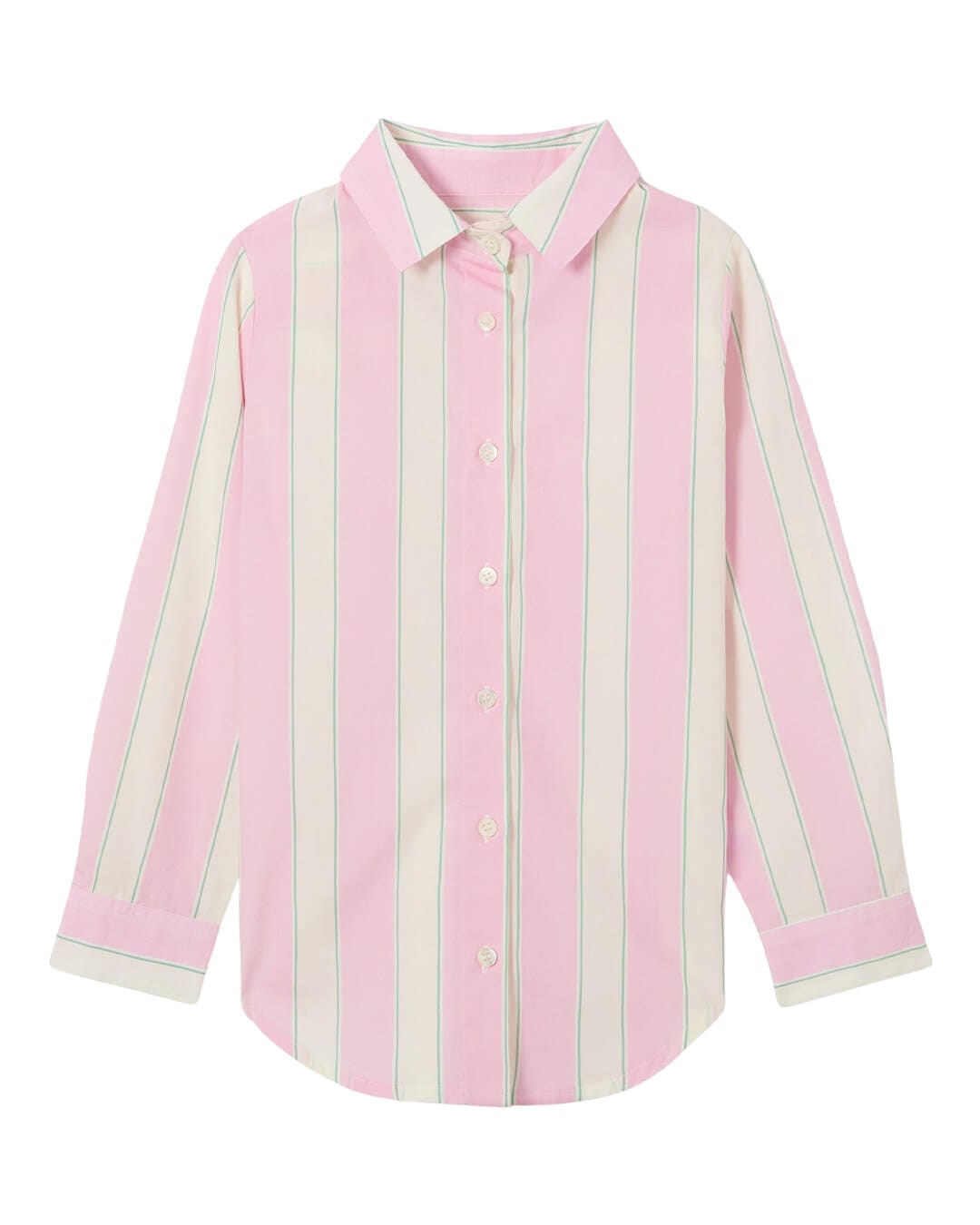 MC2 Saint Barth Shirts MC2 MINI BRIGITTE PINK STRIPES  GIRL LS SB BEACH SHIRT
