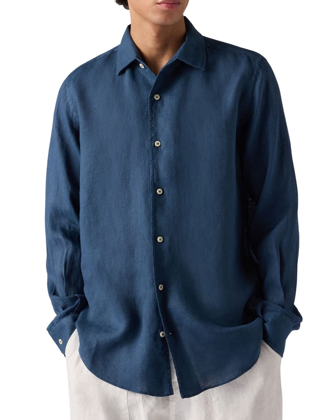 MC2 Saint Barth Shirts MC2 RAPHAEL SHIRT WITH INTERNAL FACINGS LINEN 61 BLUE NAVY