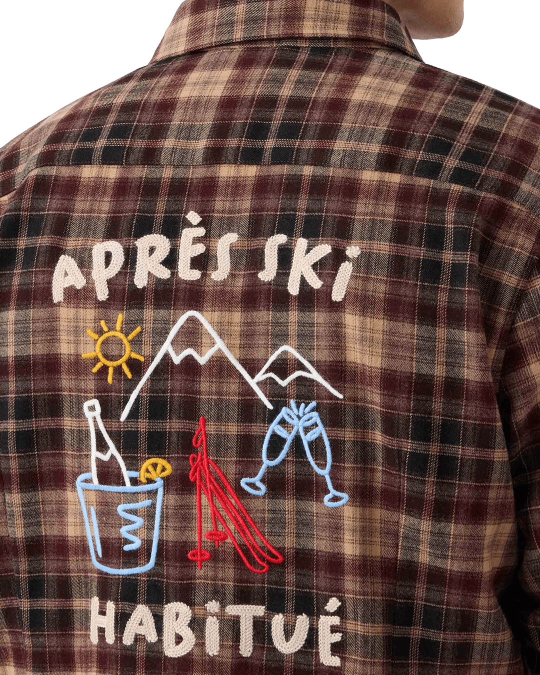 Mc2 Saint Barth Shirts MC2 Saint Barth Brown Seefeld Apres Ski Tartan Embroidered Flannel Shirt