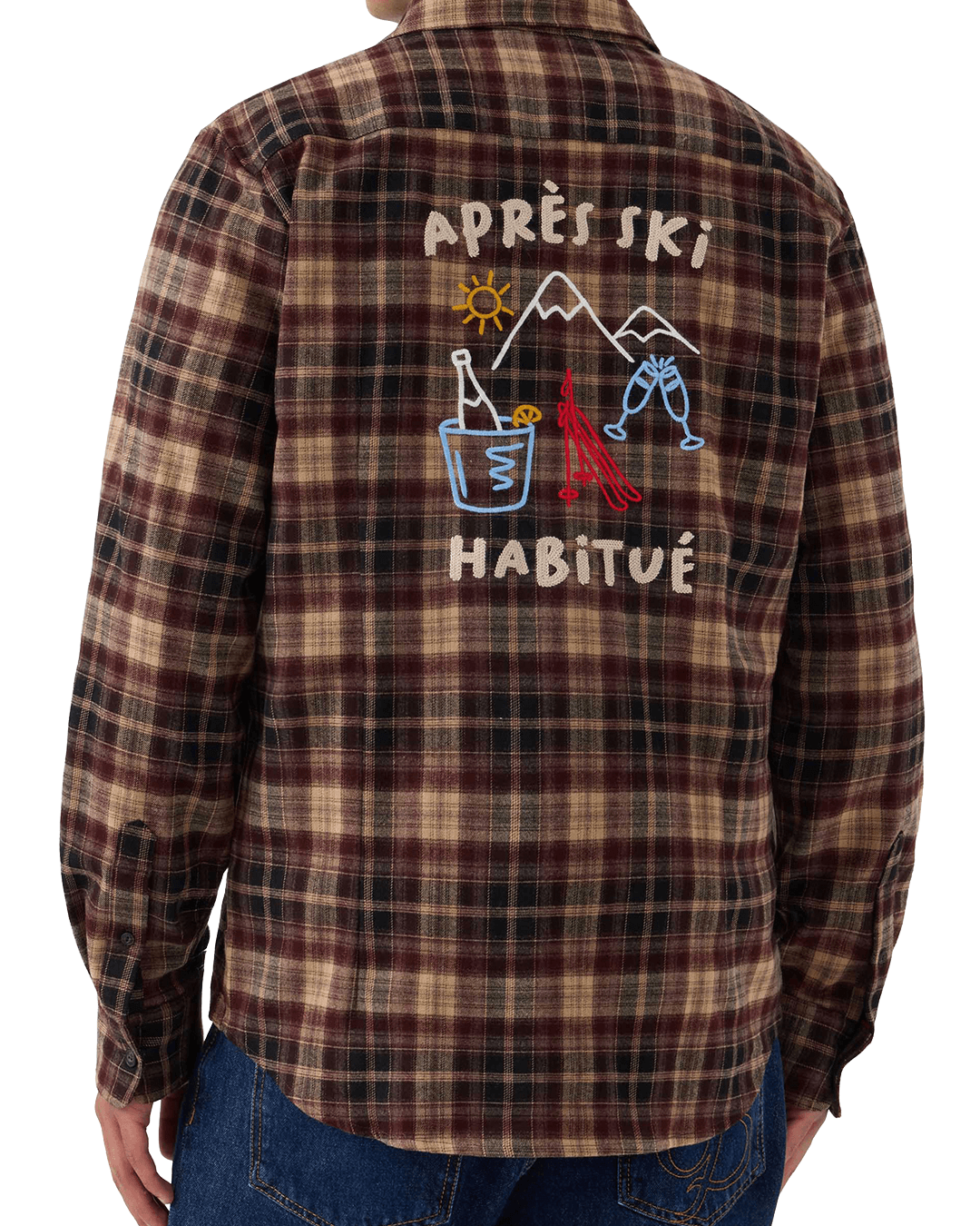 Mc2 Saint Barth Shirts MC2 Saint Barth Brown Seefeld Apres Ski Tartan Embroidered Flannel Shirt