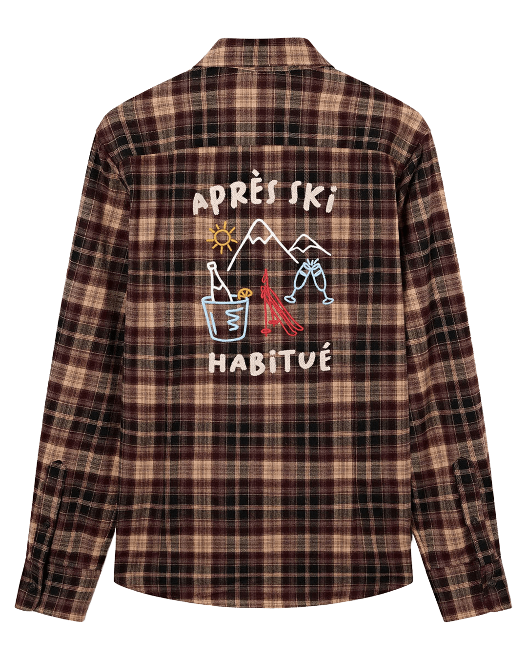 Mc2 Saint Barth Shirts MC2 Saint Barth Brown Seefeld Apres Ski Tartan Embroidered Flannel Shirt
