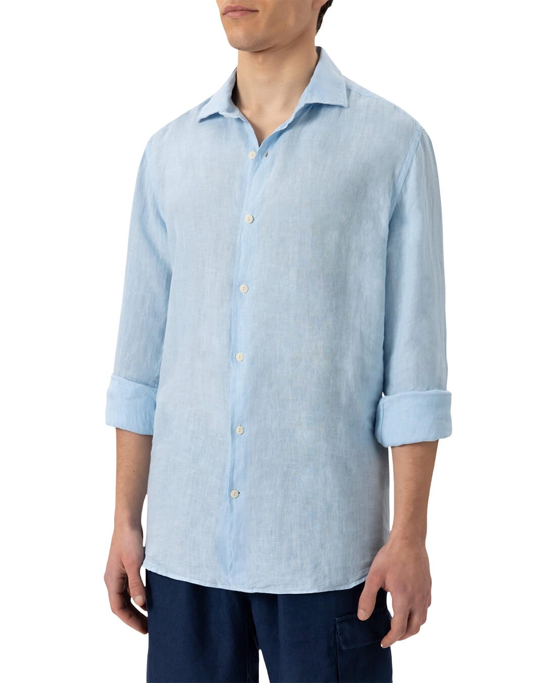 Mc2 Blue Pamplona Classic Linen Shirt | Bortex - Bortex Fine Tailoring