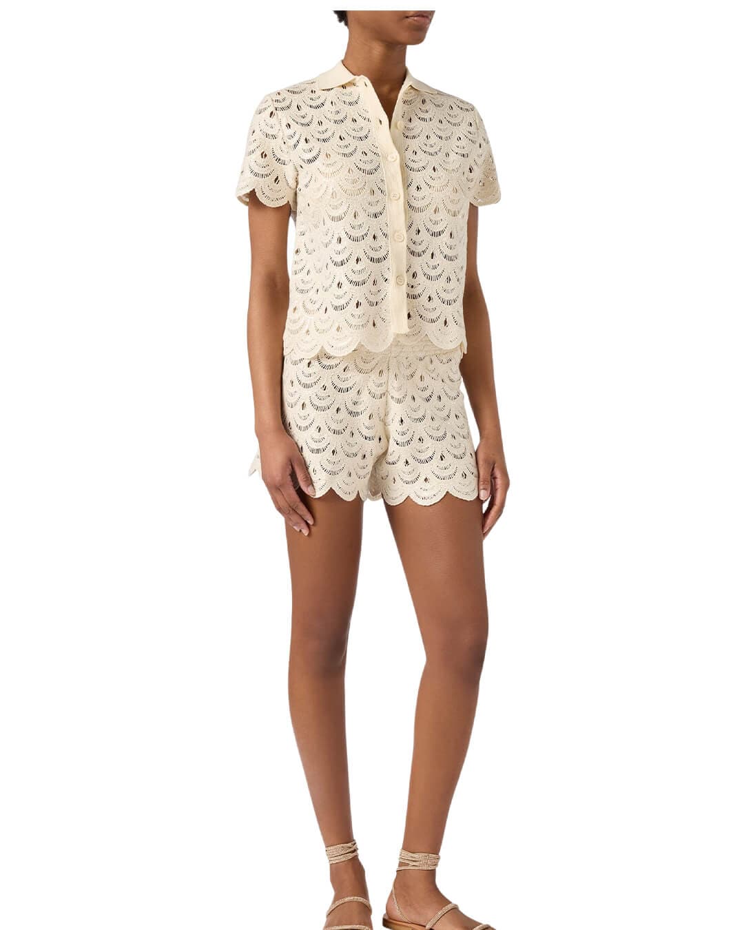 MC2 Saint Barth Shorts MC2 Meave Woman Pullup Shorts Crochet Shell Paillettes