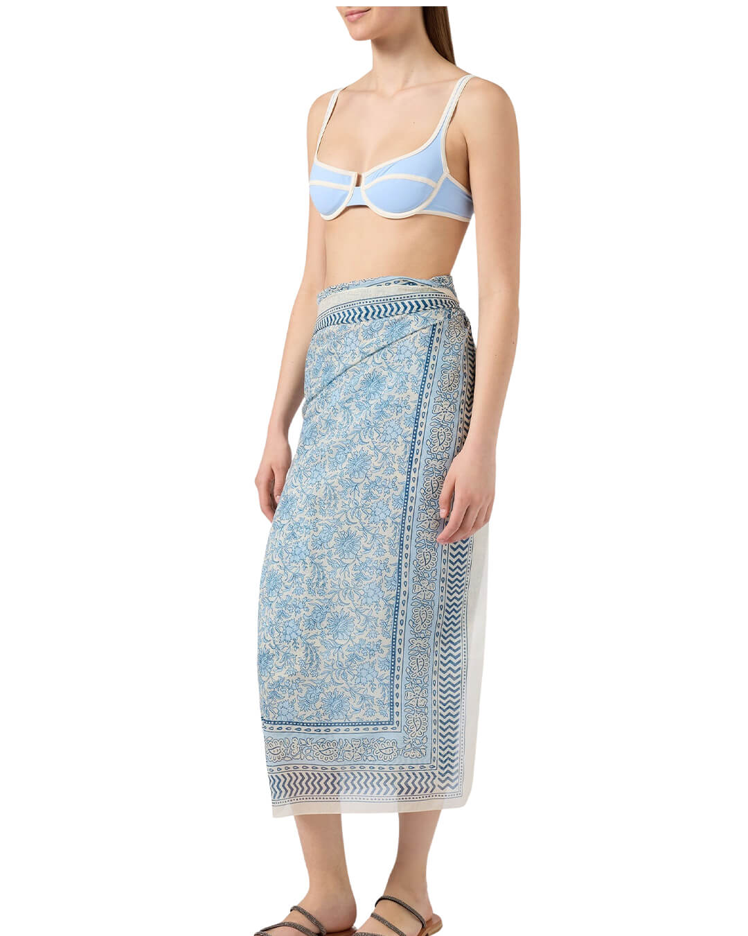 MC2 Saint Barth Skirts ONE MC2 Thaiti Woman Long Pareo Skirt Silk Voile Batik Foulard