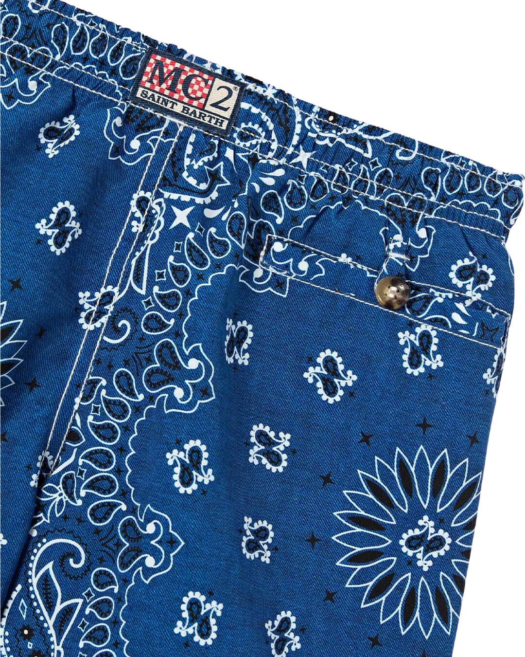 MC2 Saint Barth Swimwear CAPRESE BLUE BANDANNA  JR SWIM SHORT