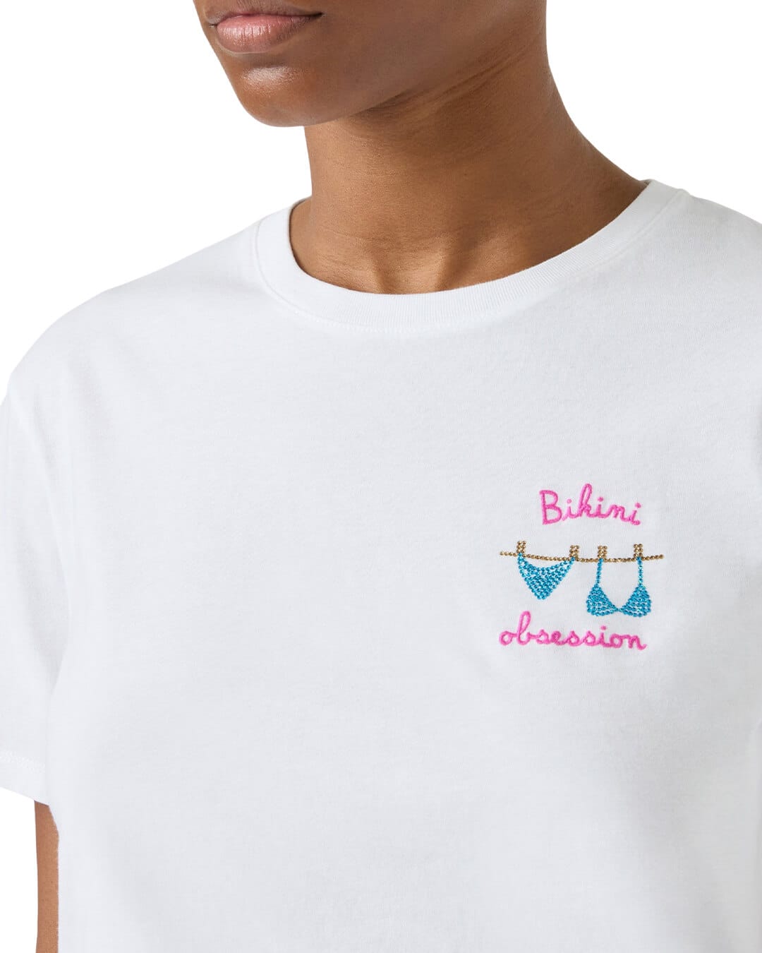 MC2 Saint Barth Swimwear MC2 Emilie Woman Cotton T-shirt Bikini Obsession 01n Strass