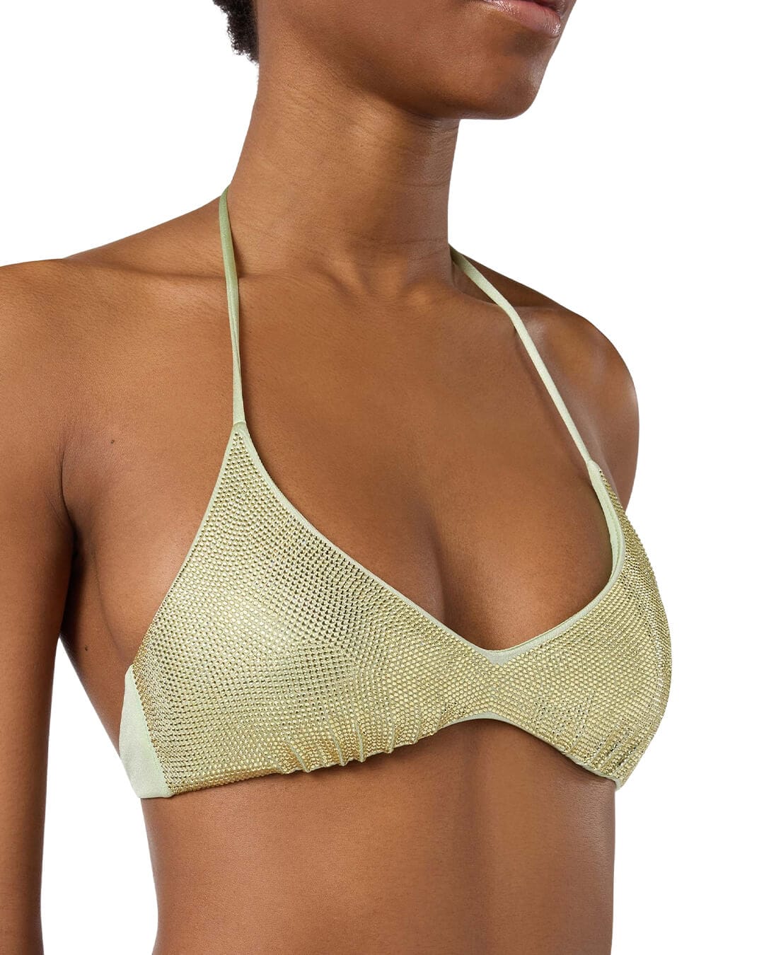 MC2 Saint Barth Swimwear MC2 HESPERA DEEP SCOOP BIKINI TOP WITH ADJUSTABLE BACK TIES SHINY STRASS