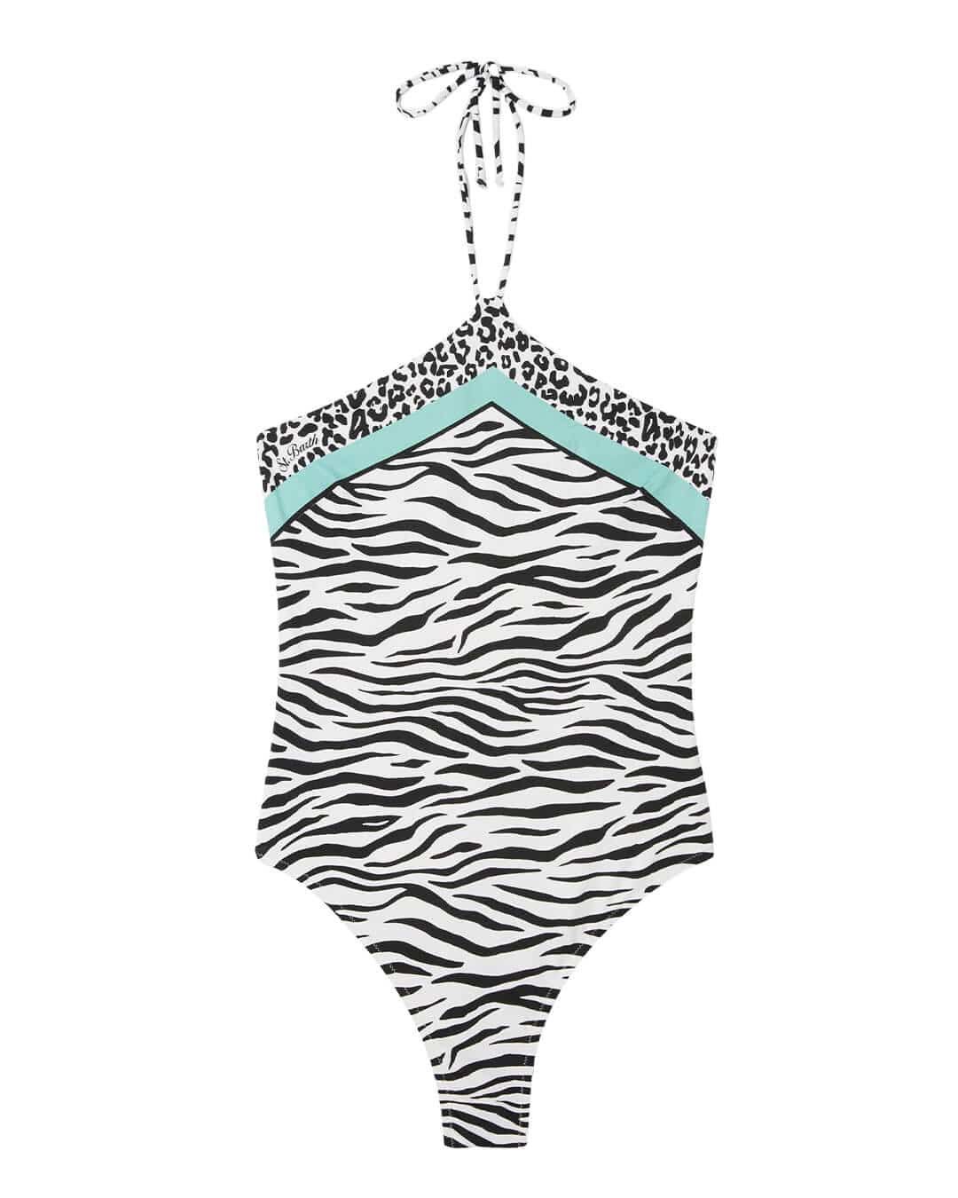 MC2 Saint Barth Swimwear MC2 Meryem Foulard Bandeau One Piece Swimsuit Savanna Zebra 53 09532l