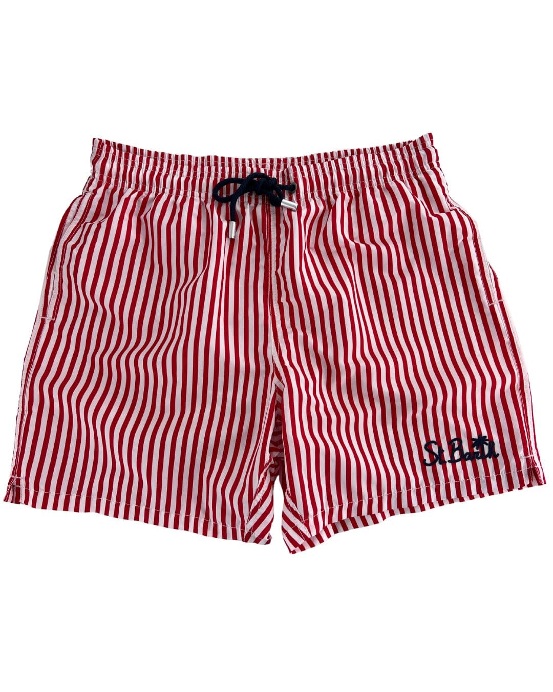 Mc2 Saint Barth Swimwear MC2 White And Red Striped Classic Swim Shorts
