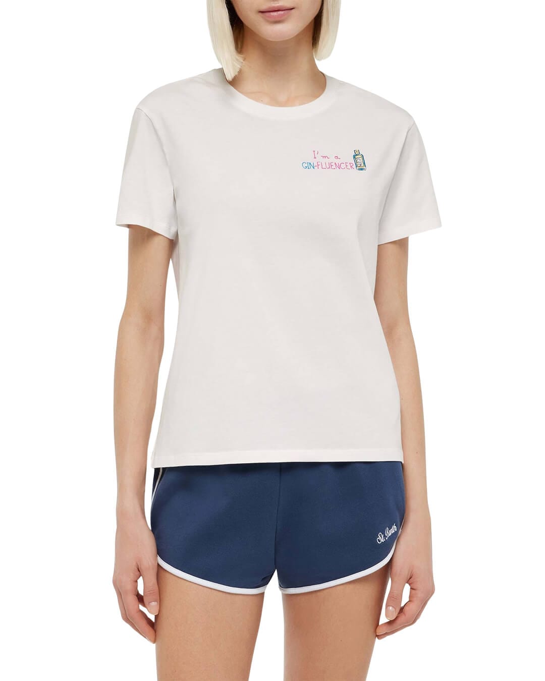 Mc2 Saint Barth T-Shirts EMILIE COTTON CN T-SHIRT GIN FLUENCER 01N EMB 06010H