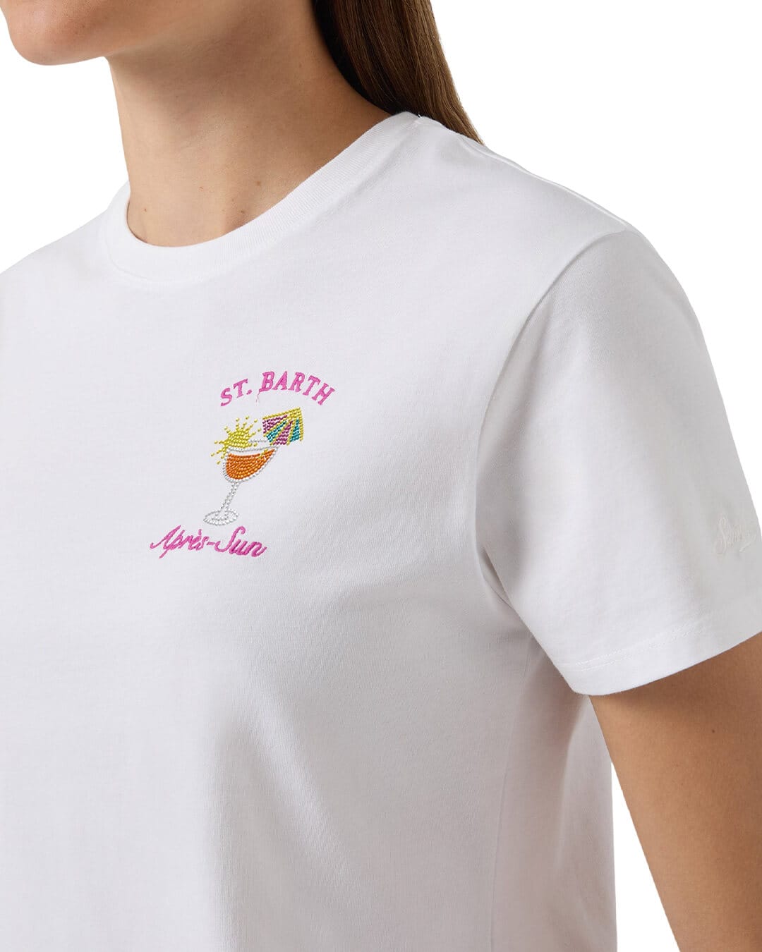MC2 Saint Barth T-Shirts MC2 Emilie Woman Cotton T-shirt Apres Sun 01n Strass Emb 08571l