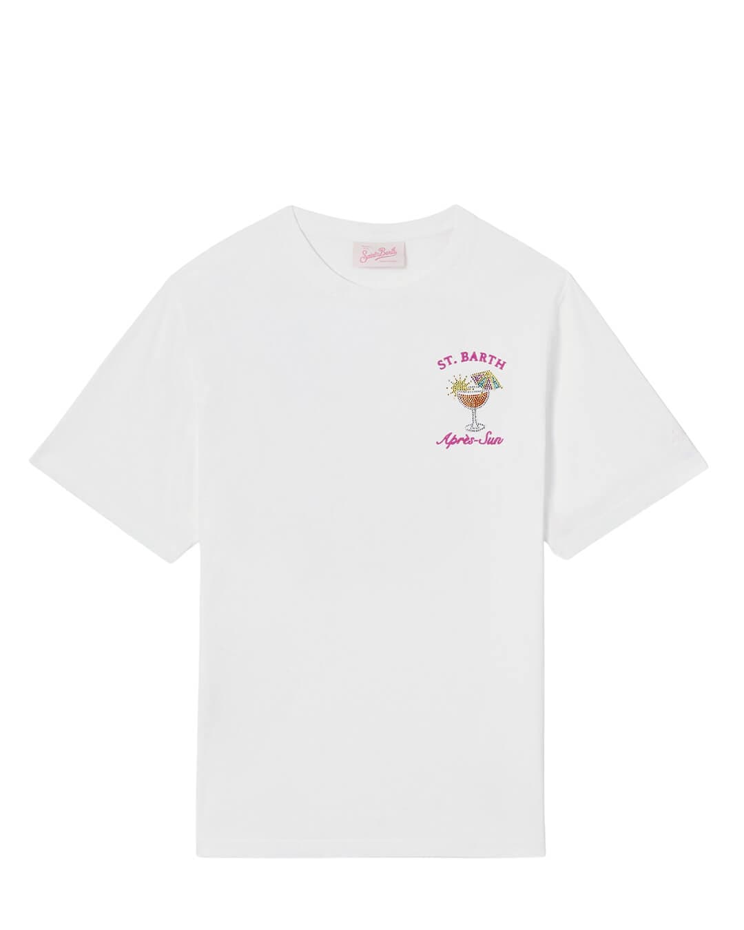 MC2 Saint Barth T-Shirts MC2 Emilie Woman Cotton T-shirt Apres Sun 01n Strass Emb 08571l