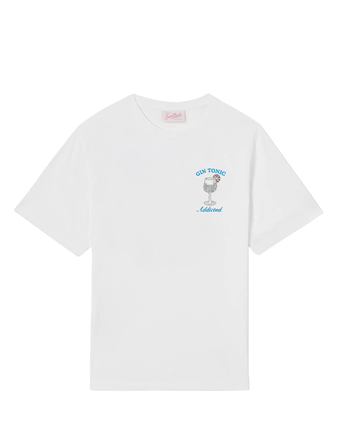 MC2 Saint Barth T-Shirts MC2 Emilie Woman Cotton T-shirt Gin Tonic Addicted 01n Strass Emb 08573l