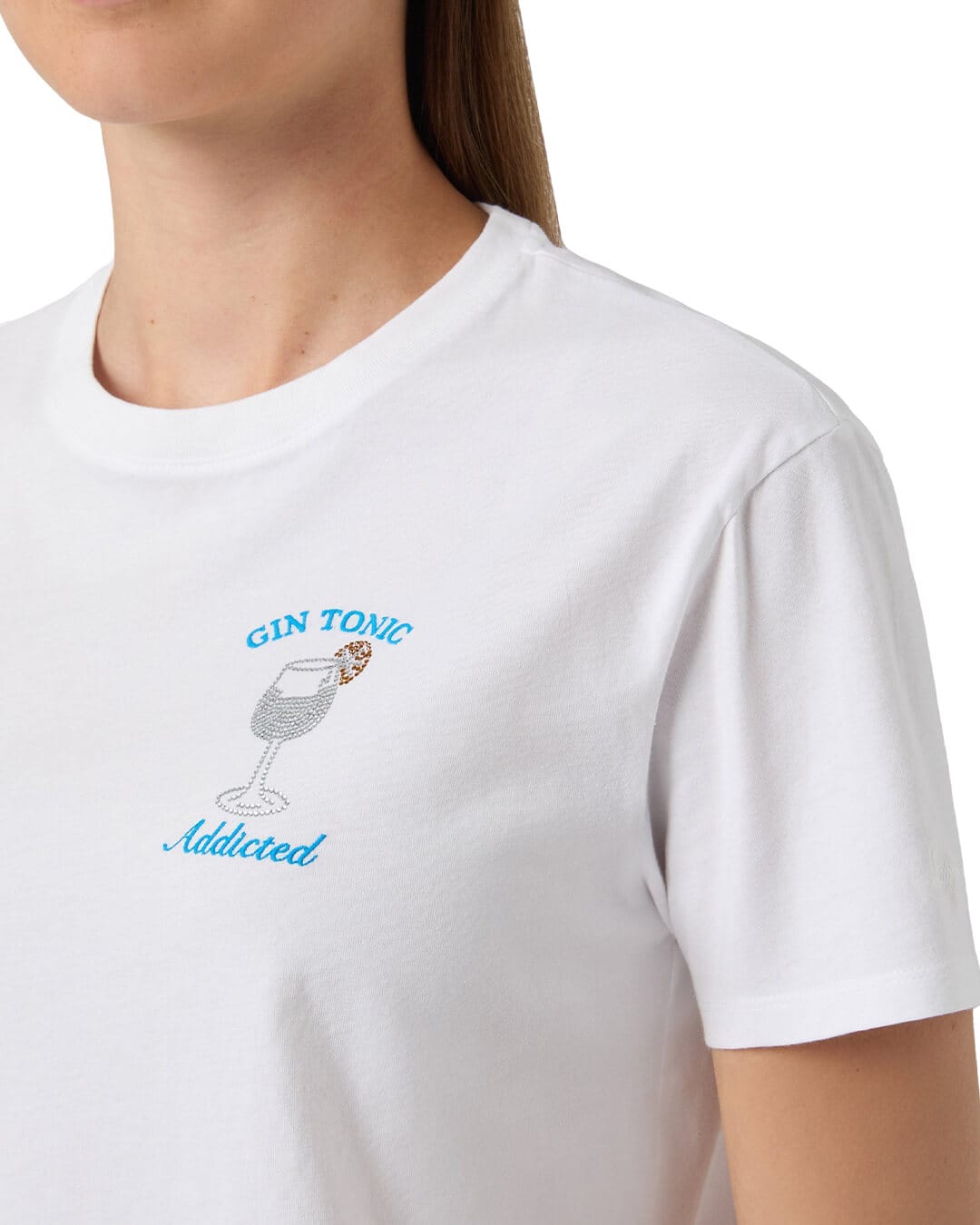 MC2 Saint Barth T-Shirts MC2 Emilie Woman Cotton T-shirt Gin Tonic Addicted 01n Strass Emb 08573l