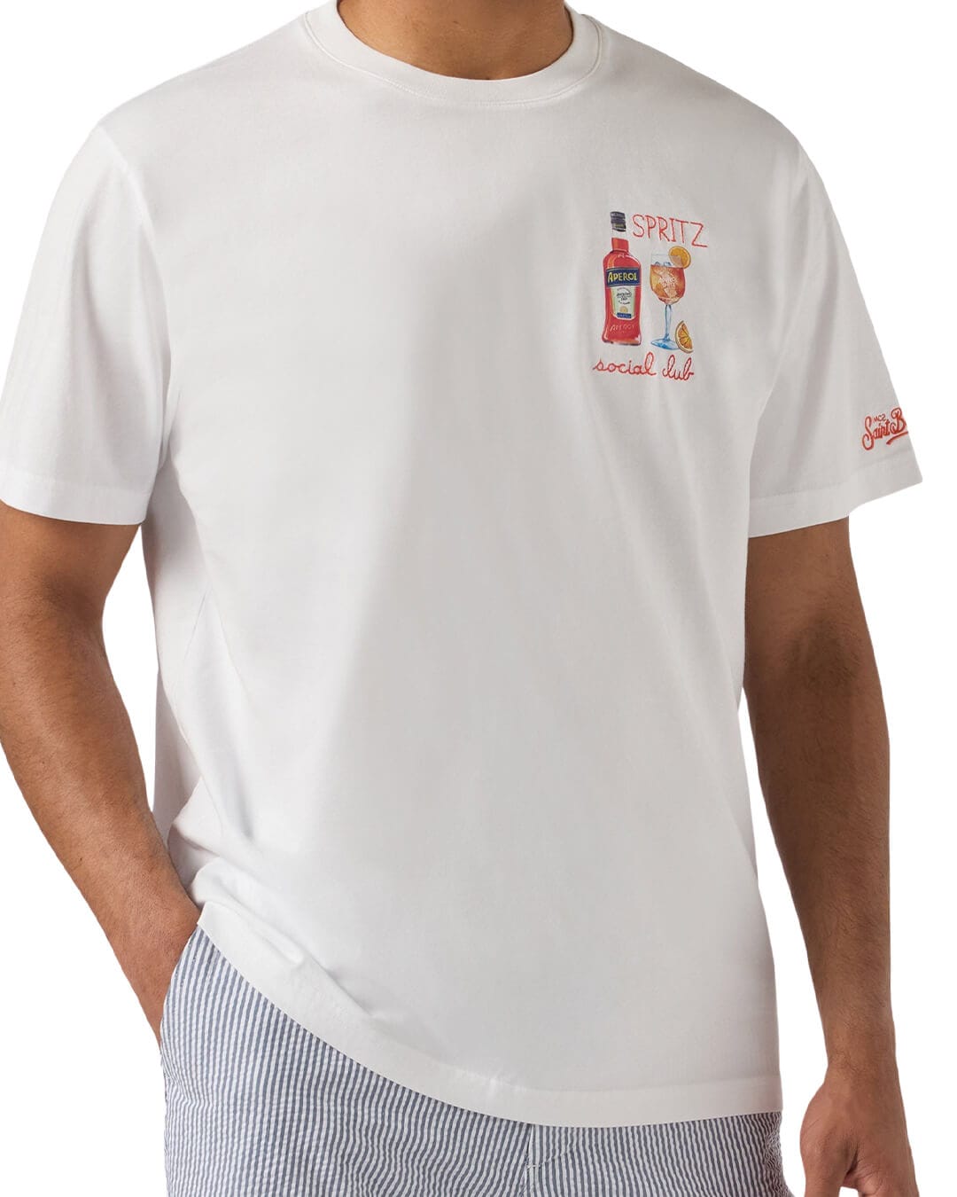 MC2 Saint Barth T-Shirts MC2  Portofino Man Cotton T-shirt Social Spritz 01n Emb 07996l