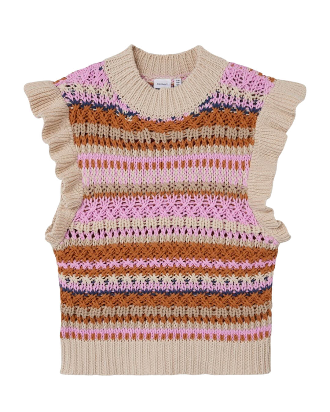 Name It Jumpers Name It Kanasta Cream Striped Knit Vest