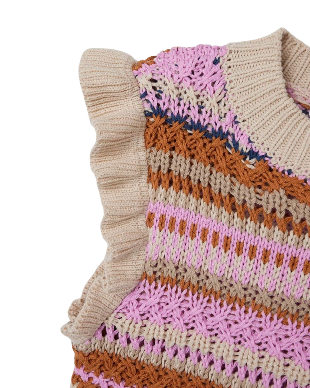 Name It Jumpers Name It Kanasta Cream Striped Knit Vest