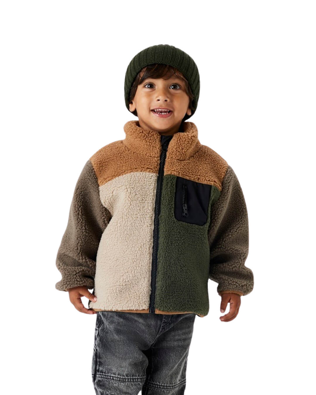Name It Outerwear Name It NMMMONICO TEDDY JACKET BLOCK TOASTED COCONUT