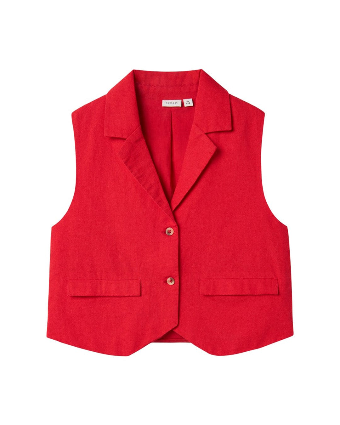 Name It Waistcoats NKFFALINNEN SHORT WAISTCOAT Red
