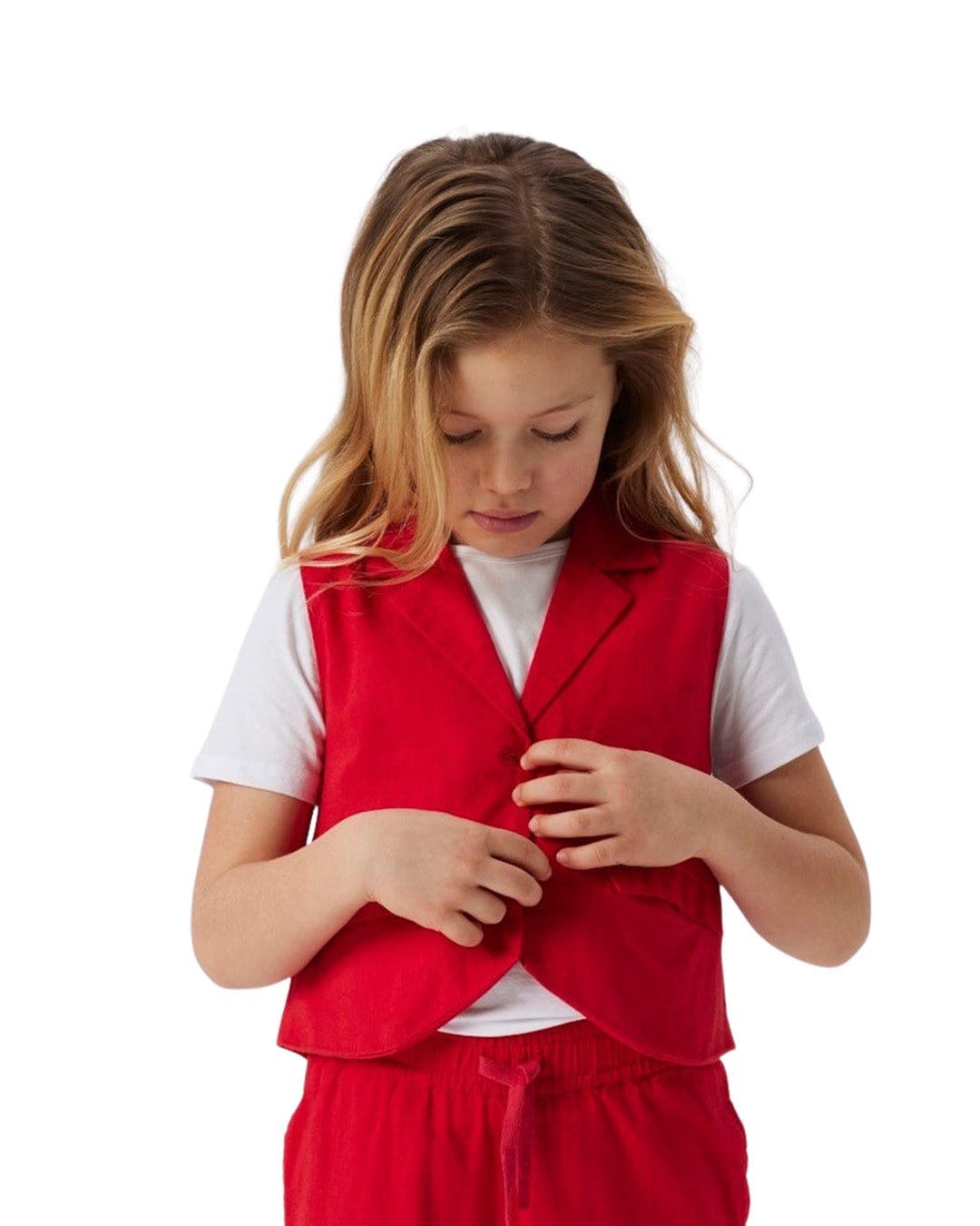 Name It Waistcoats NKFFALINNEN SHORT WAISTCOAT Red