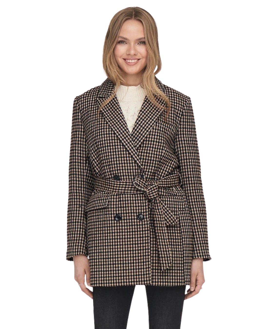 Only Blazers Only Brown Checked Blazer Coat