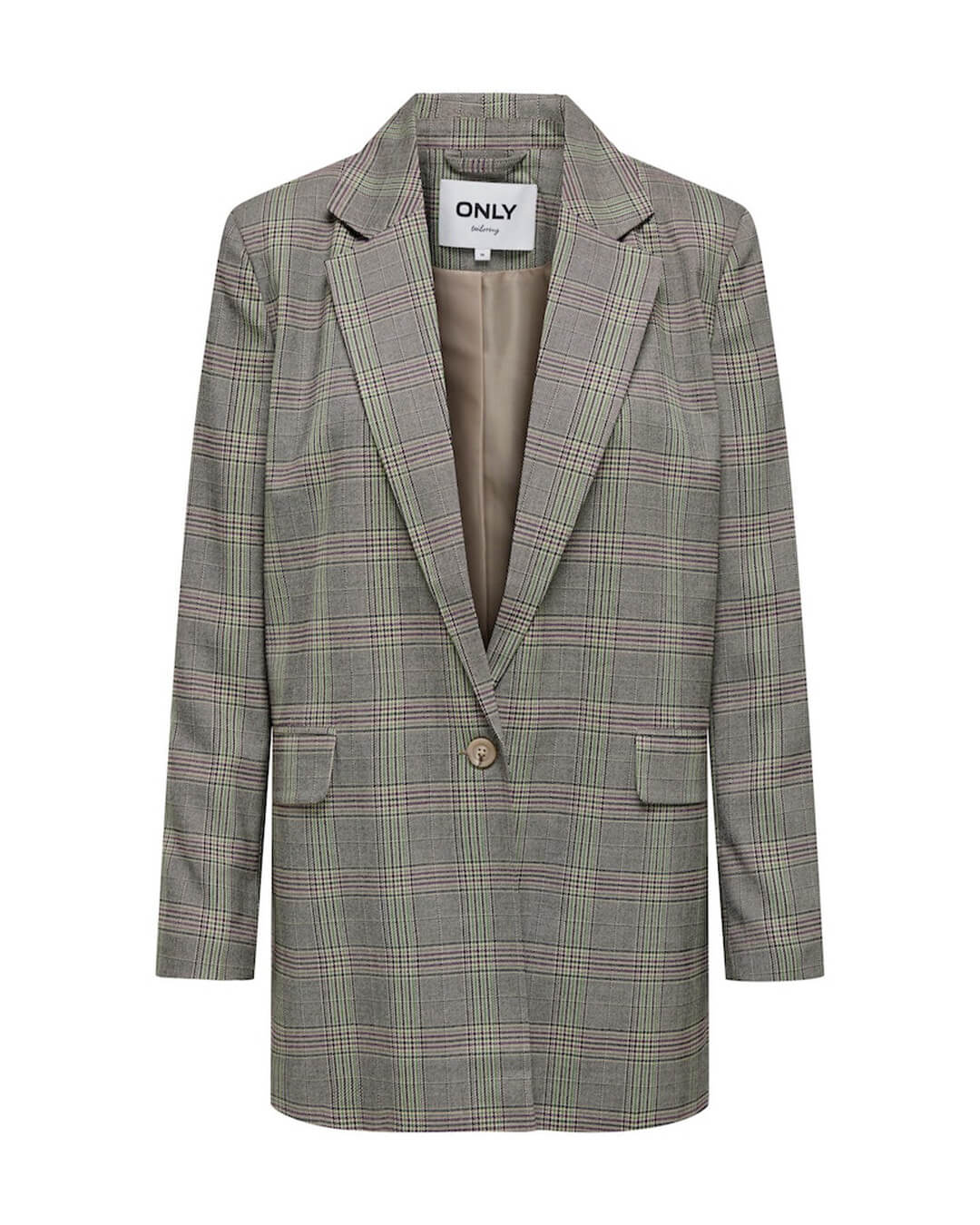 Only Blazers Only Grey Oversize Checked Blazer