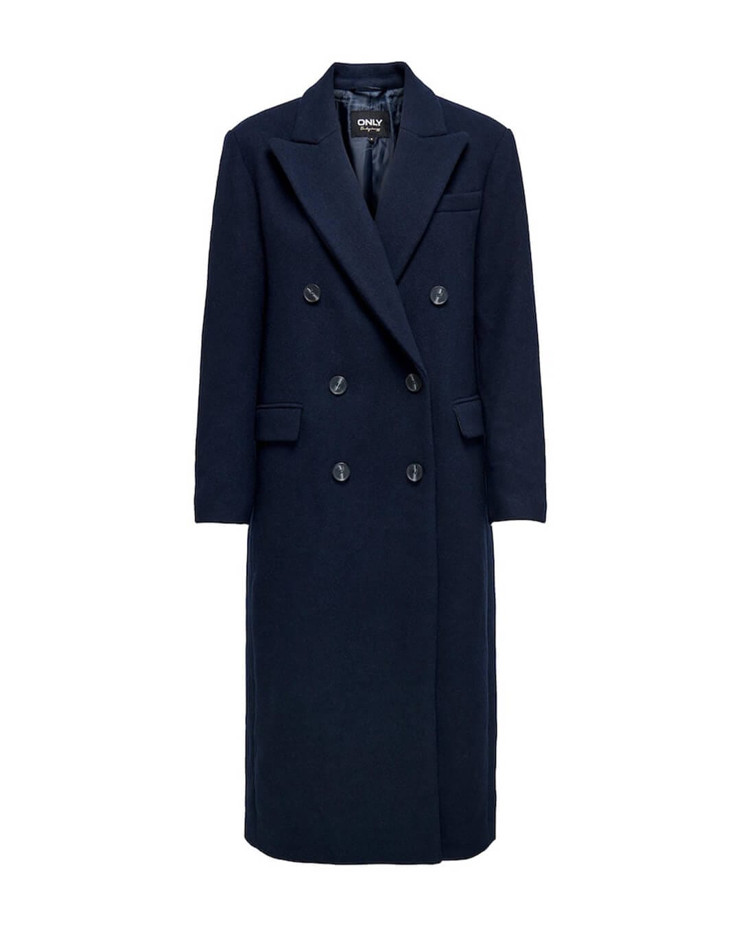 Only Coats Only Vicky Blue Wool Coat