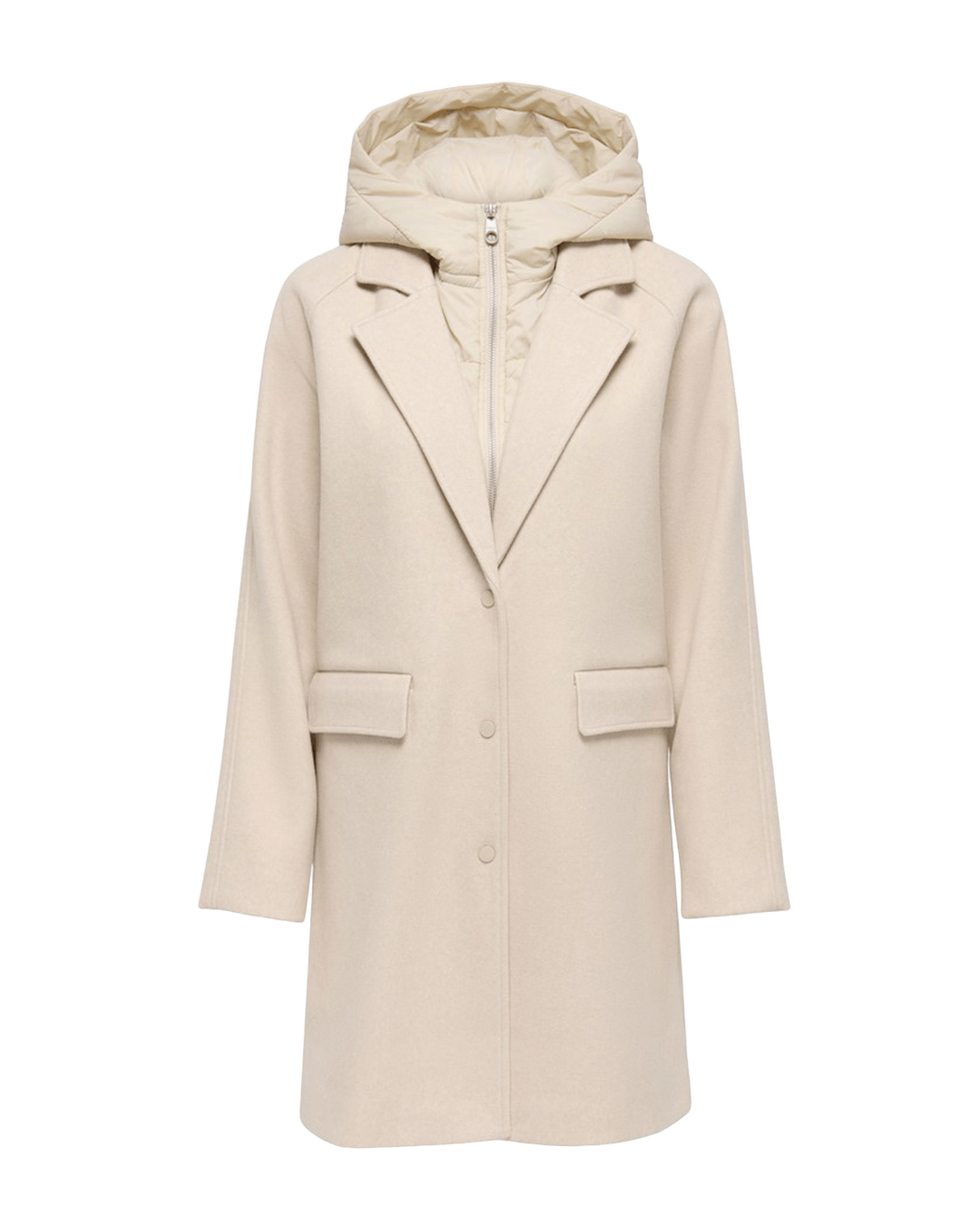 Only Coats Only White Bloom Hooded Coat